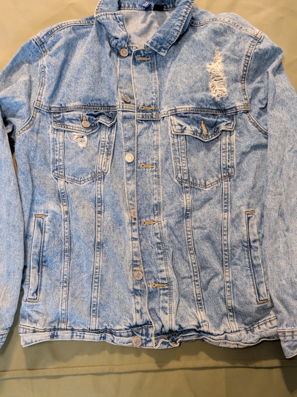 H&M Light Blue Distressed Denim Jacket